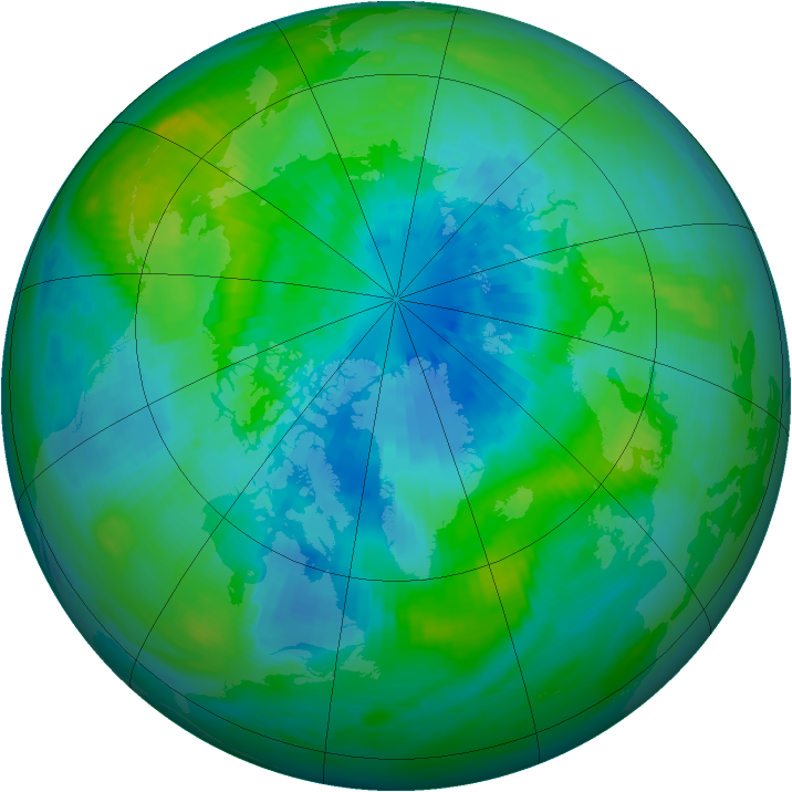 Arctic ozone map for 23 September 1991